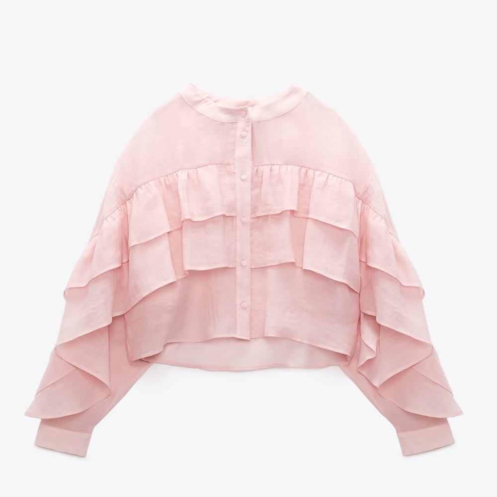ZARA pink blouse with ruffles! (Size S)